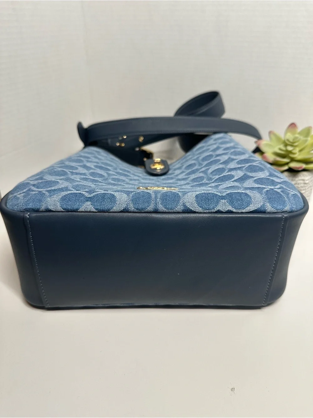 Coach Denim Signature Shoulder Bag in Blue